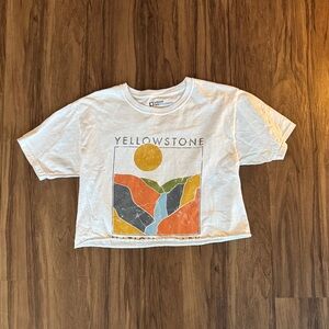 Yellowstone Graphic Crop Top - White